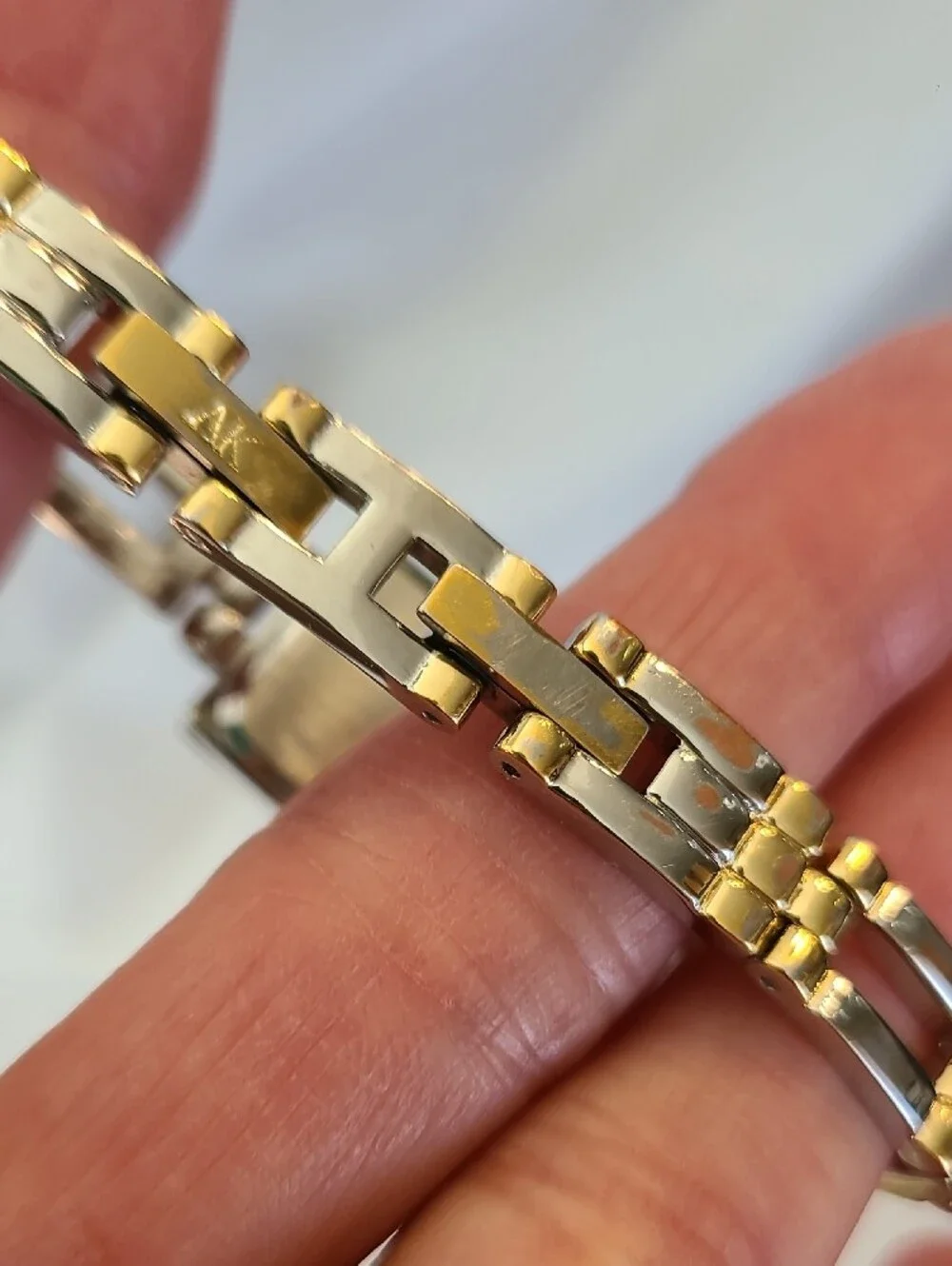 Anne Klein Two-Tone Gold and Silver Rectangular Bracelet Watch